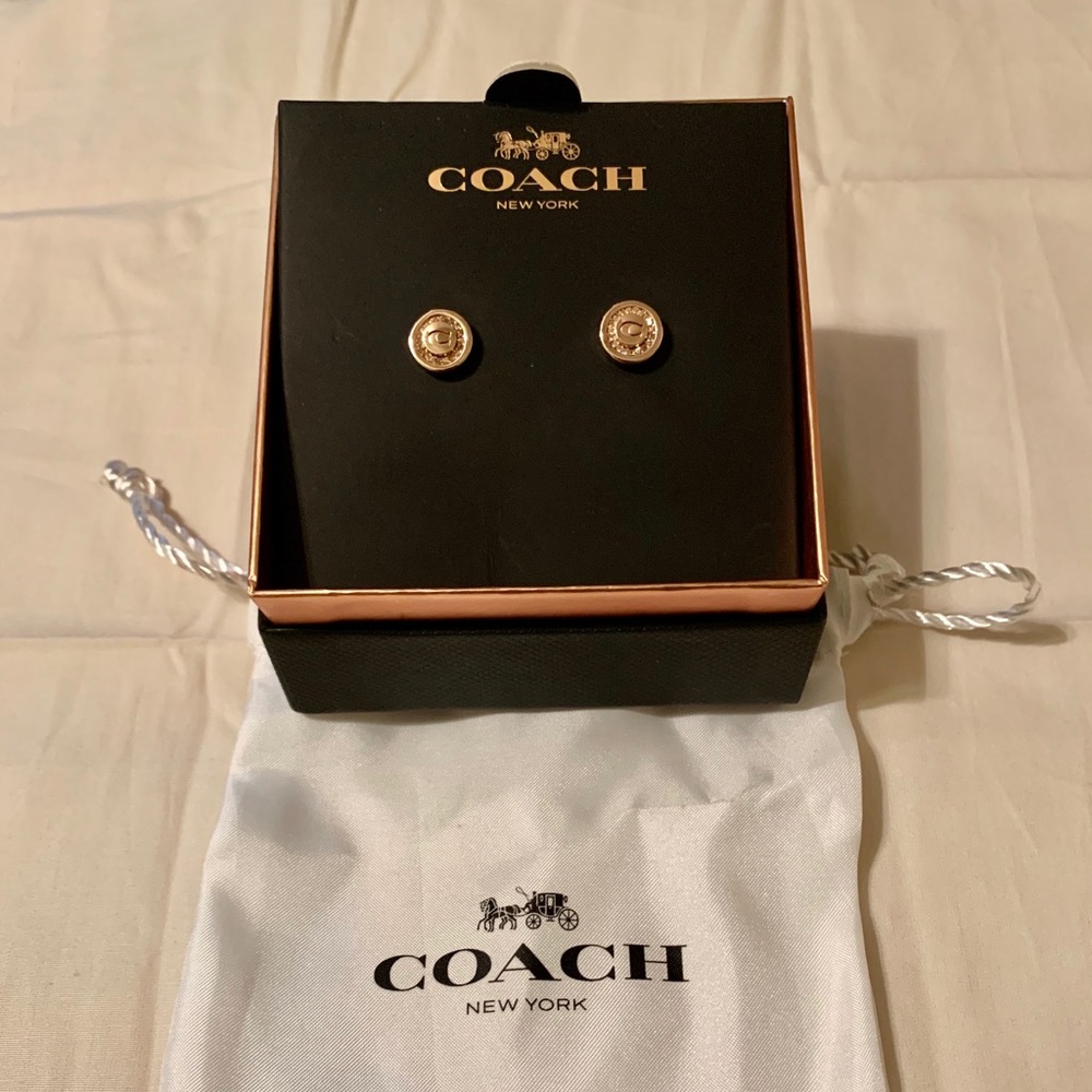 “New” Authentic Coach Rose Gold Earrings